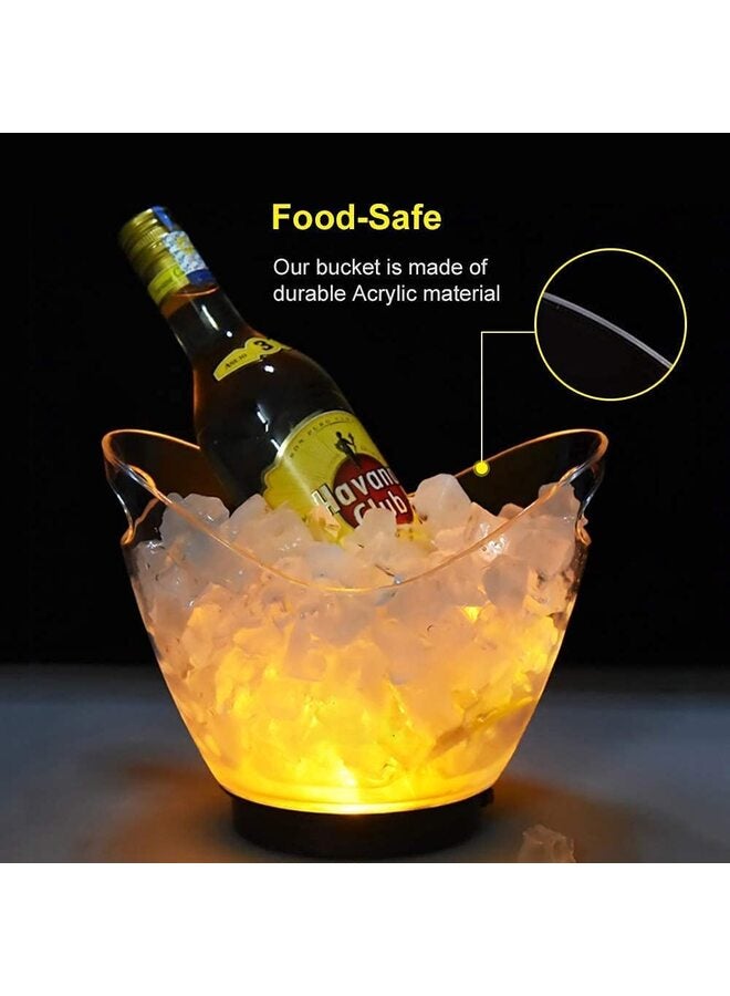 يُسلِّم دلو ثلج مزود بإضاءة LED، دلو ثلج بلاستيكي شفاف، دلو ثلج كبير السعة، دلو تبريد LED ملون RGB، دلو ثلج للشمبانيا والنبيذ والبيرة مع إضاءة للحفلات والمنازل والبارات والنوادي - Image 2